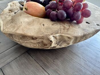 Heavy Large 50cm Teak Root Wooden Heavy Fruit And Nut Bowl 6kg, 7 of 12