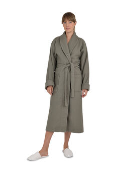 Palermo Grey, Navy, Green Waffle Unisex Dressing Gown, 2 of 12