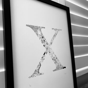 'Letter X' Linear Illustration Print, 4 of 7