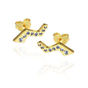 Flash Ear Studs With Sapphires, 4 of 11