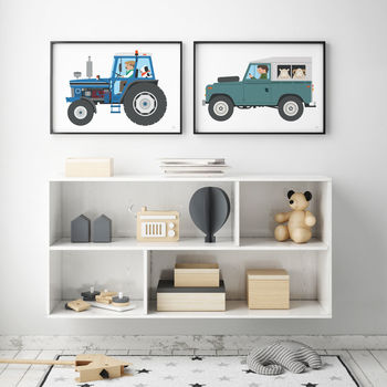 Blue Tractor Print, 2 of 4