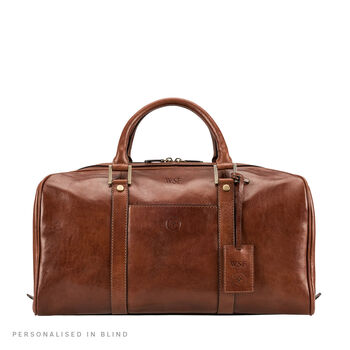 Personalised Small Leather Travel Bag 'Flero Small', 4 of 12