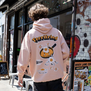 Terrifried Unisex Fried Egg Hoodie In Peach, 3 of 5