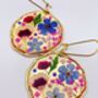 Hand Made Real Flowers Earrings Gold Leaf Medium, thumbnail 3 of 10