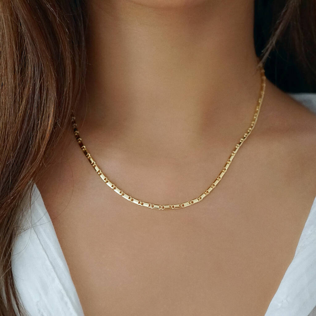 Flat Chain Necklace 18k Double Gold Plated, 1 of 6