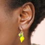 Stainless Steel Lemon Charm Hoop Earrings In Gold Plating, thumbnail 1 of 4
