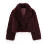 Faux Fur Shaggy Burgundy Jacket, thumbnail 1 of 3