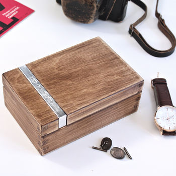Personalised Wooden Cufflink And Watch Box, 3 of 9