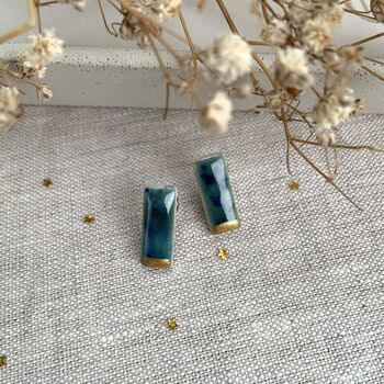 Handmade Crackle Ceramic Bar Stud Earrings, 5 of 10