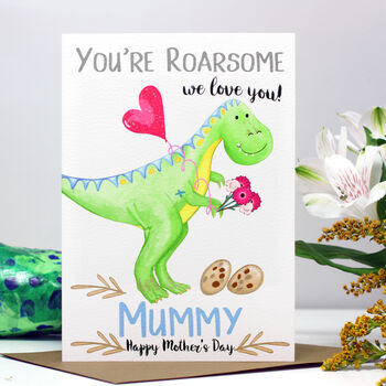Personalised Dinosaur Mother's Day Card, 2 of 7