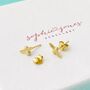 Personalised Little Gold Plated Bee Earrings, thumbnail 2 of 2