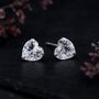 Sterling Silver Small Cubic Zirconia Heart Stud Earrings, thumbnail 2 of 9
