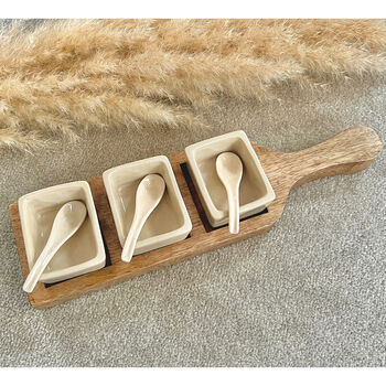 Wooden Serving Tray With Snack Bowls, 2 of 7