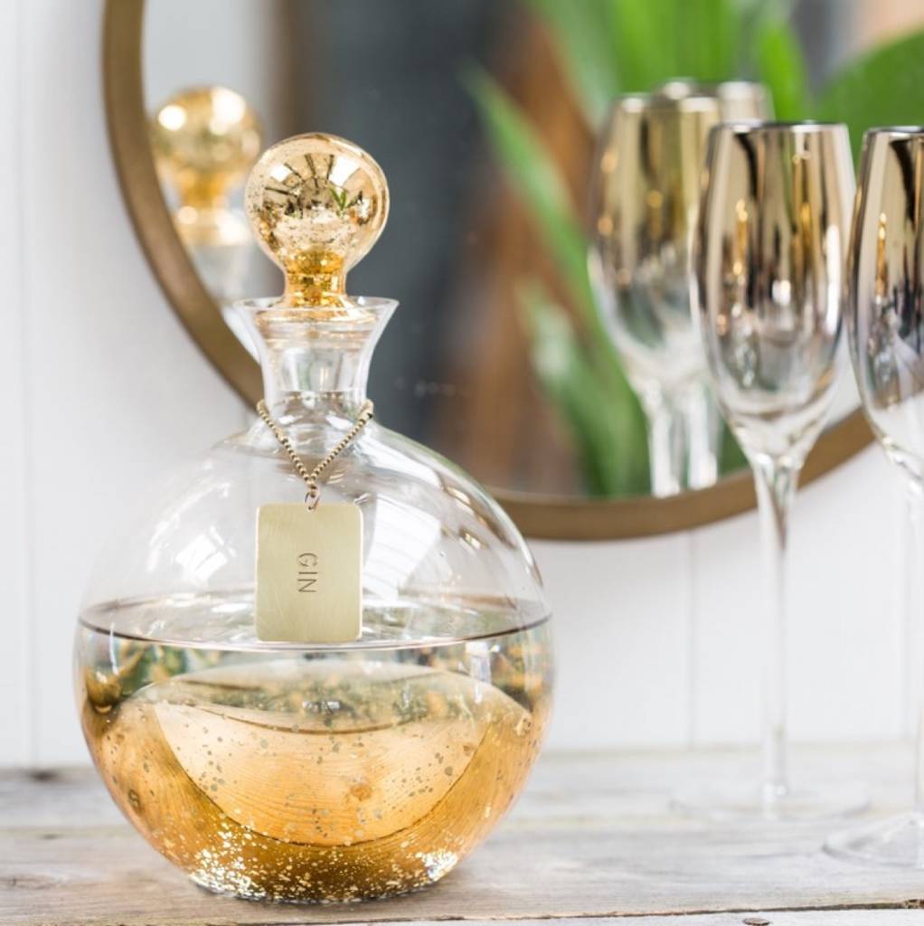 Gold Decanter With Personalised Tag, 1 of 2