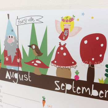 Gnome, Fairy And Toadstool 2018 Large Wall Planner By Half Pint Home