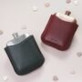 Steel Hip Flask With Premium Leather Sleeve Valentine's Day Gift For Him, thumbnail 1 of 8