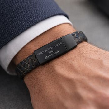 Gifts For Men Personalised Leather Bracelet, 10 of 11