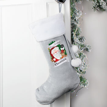 Personalised Christmas Santa Grey Stocking, 3 of 3