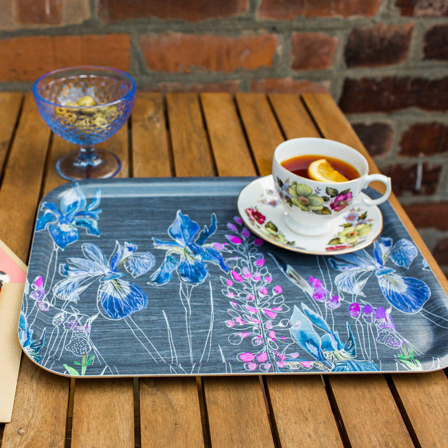 Watercolour In Grey Melamine Tray By Emma Britton Decorative Glass