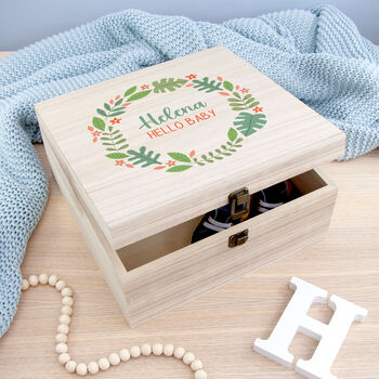 Personalised Hello Baby Wreath Keepsake Box, 5 of 12