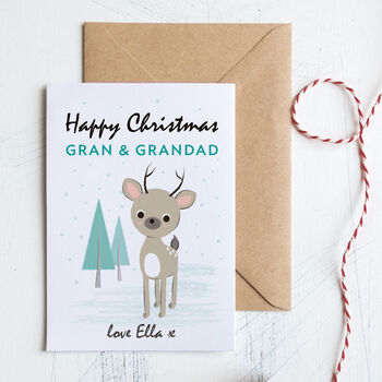 Grandparent's Christmas Card Personalised With Deer, 4 of 6
