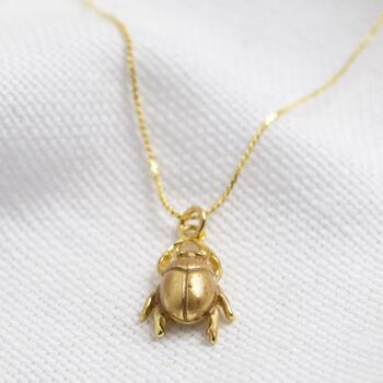 Delicate Tiny Gold Plated Beetle Pendant Necklace, 2 of 3