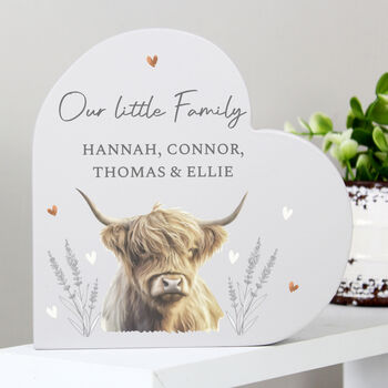 Personalised Highland Cow Wooden Heart Ornament – Gift For The Home, 5 of 5
