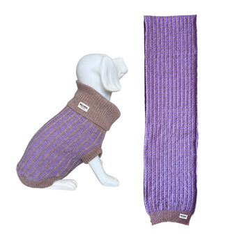 Purple Merino Lambswool Dog Jumper And Matching Scarf Set, 2 of 5