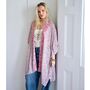 Pastel Floral Viscose Kaftan Jacket With Heavy Pink Ombre Fishbone Embroidery, thumbnail 1 of 7