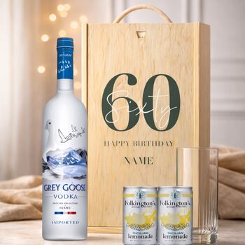 Personalised 60th Birthday Vodka Gift Set With Custom Lid, 6 of 11