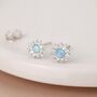 Sterling Silver Blue Opal Daisy Stud Earrings – 6mm, thumbnail 1 of 10