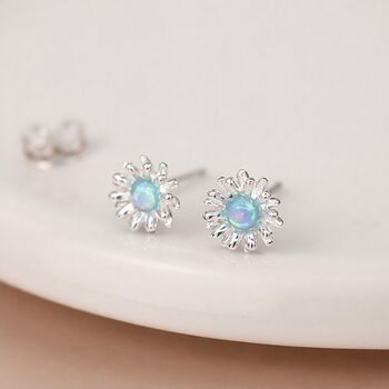 Sterling Silver Blue Opal Daisy Stud Earrings – 6mm, 2 of 7