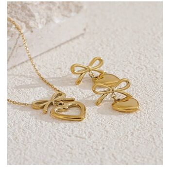 Monaco D’or Gold Ribbon Love Charm Necklace Set, 3 of 4