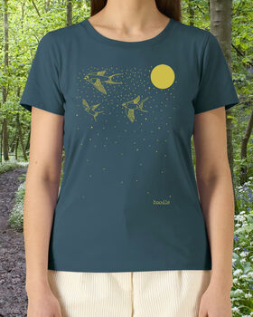 Organic Womens Migrate Swallow T Shirt, 2 of 3