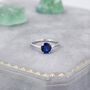 Sterling Silver One Carat Sapphire Blue Cz Brilliant Cut Ring, thumbnail 4 of 12