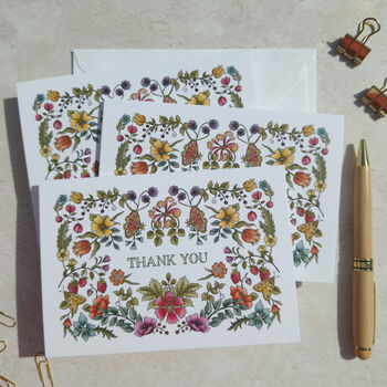 Vintage Florals Thank You Cards And Envelopes, 2 of 8