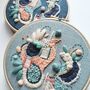Abstract Embroidery Kit Duck Egg Linen, thumbnail 3 of 3