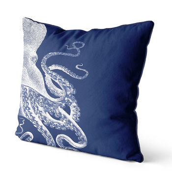 Contrasting Blue Octopus Nautical Cushions, 6 of 6