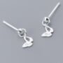 Sterling Silver Love Engraved Butterfly Drop Stud Earrings, thumbnail 1 of 4