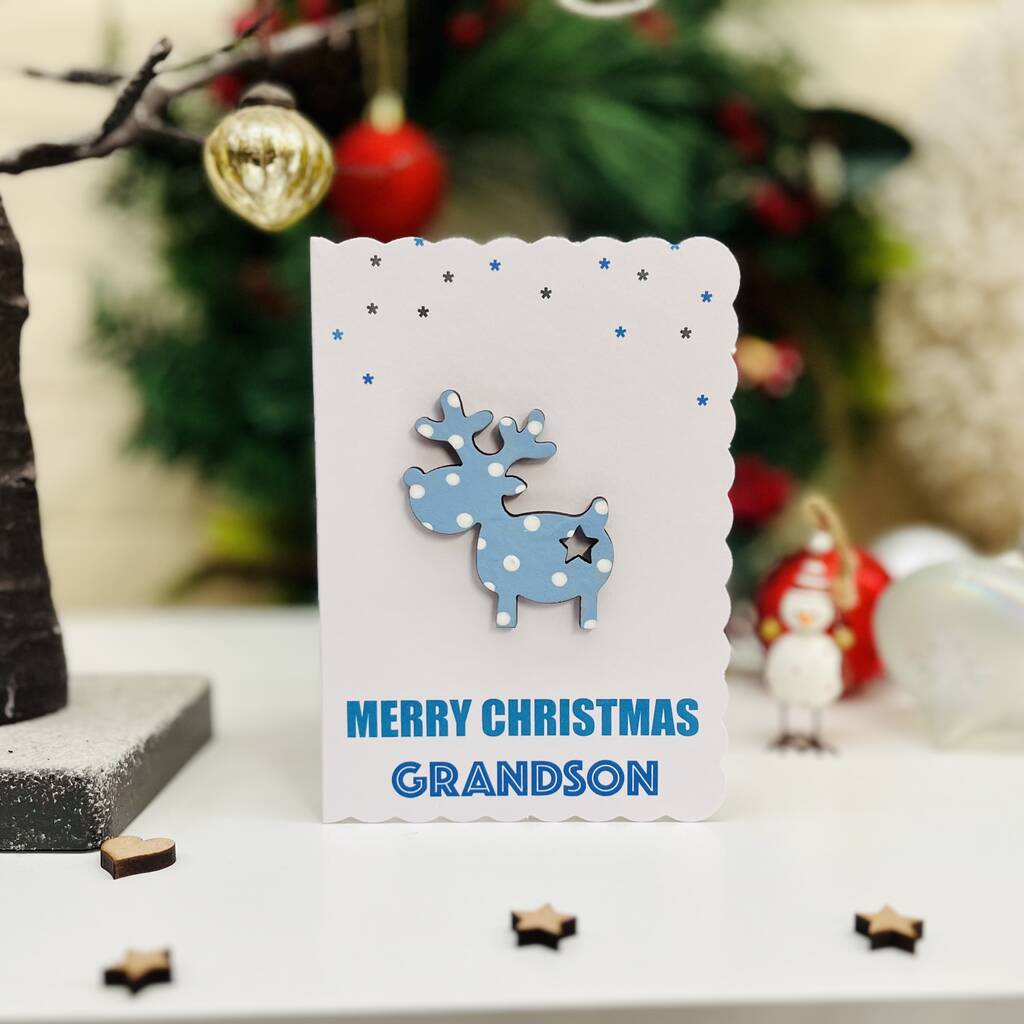 Christmas Card For Grandson Grandad Brother Nephew Reindeer, 1 of 4