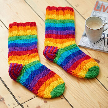 Woollen Rainbow Handwarmer Gloves And Socks Gift Set, 5 of 9