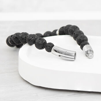 Personalised Men's Silver Plated Lion Beaded Bracelet, 4 of 8