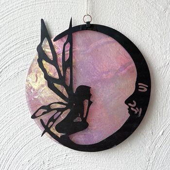 Fairy And Moon Glass Wall Hanging By MMC Glass