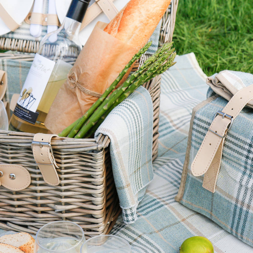 personalised devon check four person picnic hamper by dibor