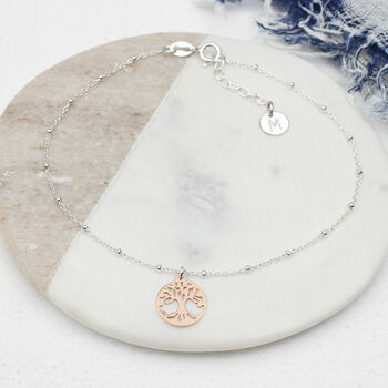 Personalised Silver And Gold Plated Tree Of Life Anklet, 2 of 4