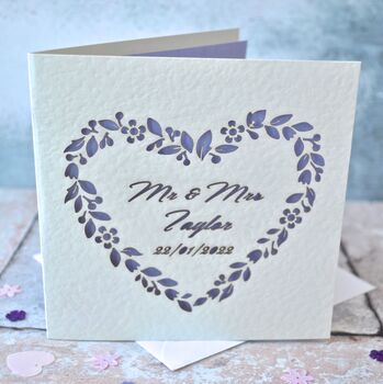 Personalised Laser Cut Floral Wedding Card, 2 of 2