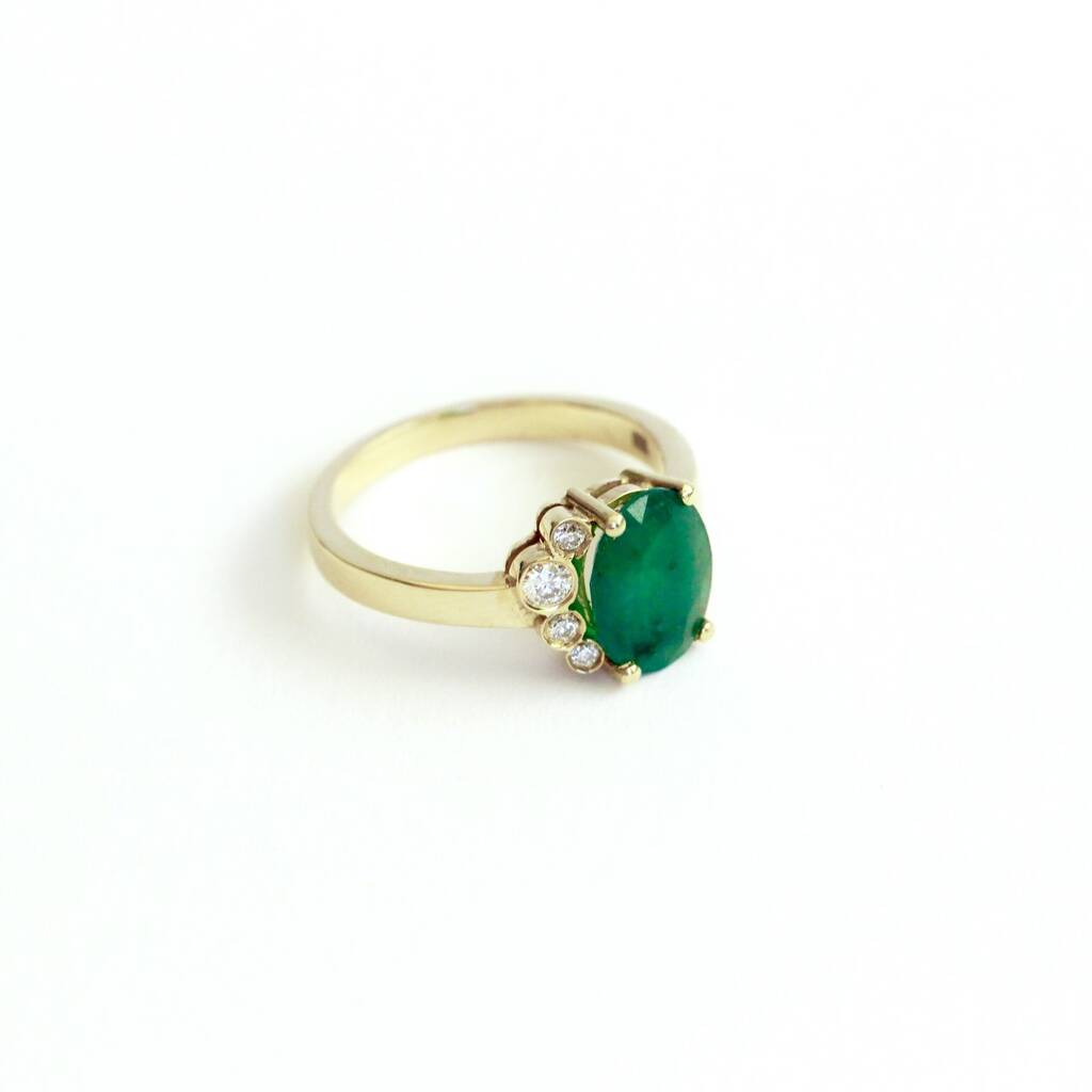 14ct Solid Gold Emerald Heaven And Diamond Ring By Lily Designs London ...