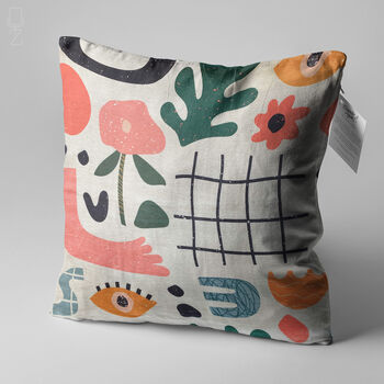 Abstract Pillow Cover With Plants And Flowers, 2 of 7