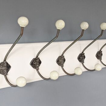 White Painted Coat Rack With Ball Top Hooks, 4 of 4