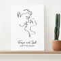 Personalised Romantic Line Art Kissing Couple Print, thumbnail 2 of 11